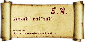 Simkó Máté névjegykártya