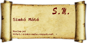 Simkó Máté névjegykártya
