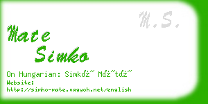 mate simko business card